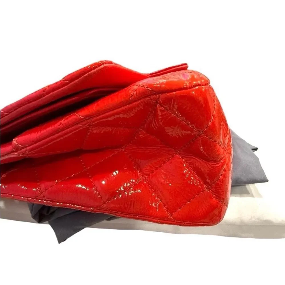 CHANEL Reissue 2.55 Medium Red Quilted Leather Dbl FlapBag w/COA